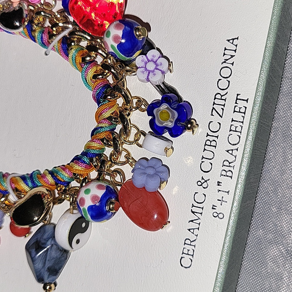 Atterri Multicolor Ceramic & Cubic Zirconia Bracelet Bnib ti - Picture 2 of 5